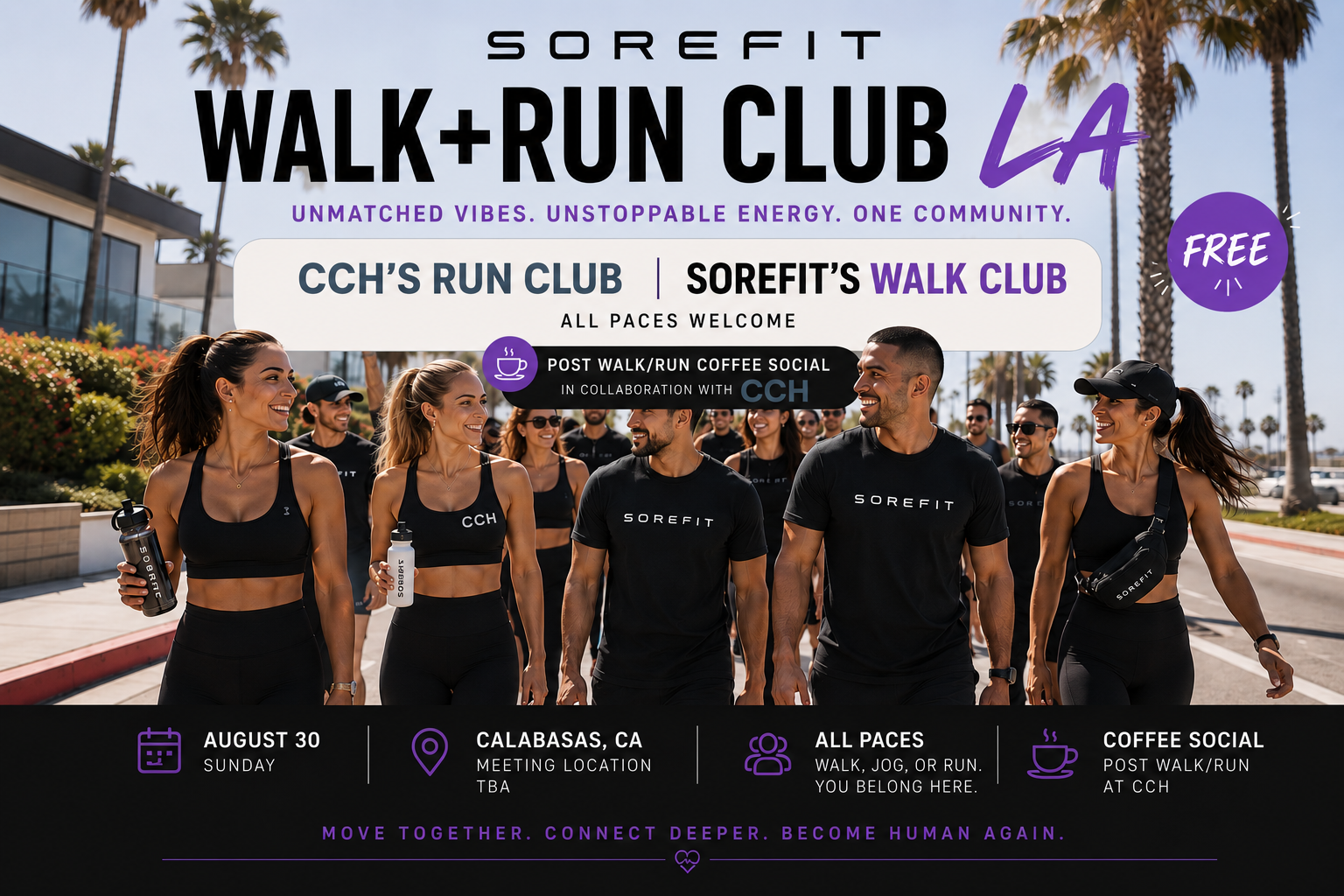 SoreFIT x CCH Walk+Run Club LA Pop-Up! ⟡
